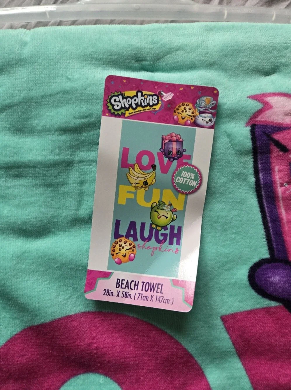 Shopkins Blue Beach Towel 28in X 58in